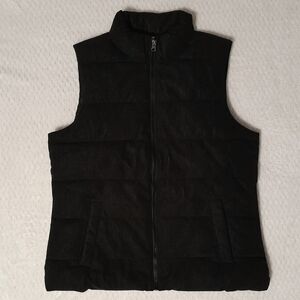 Time and Tru Women's Quilted Corduroy Vest Black Medium NEW